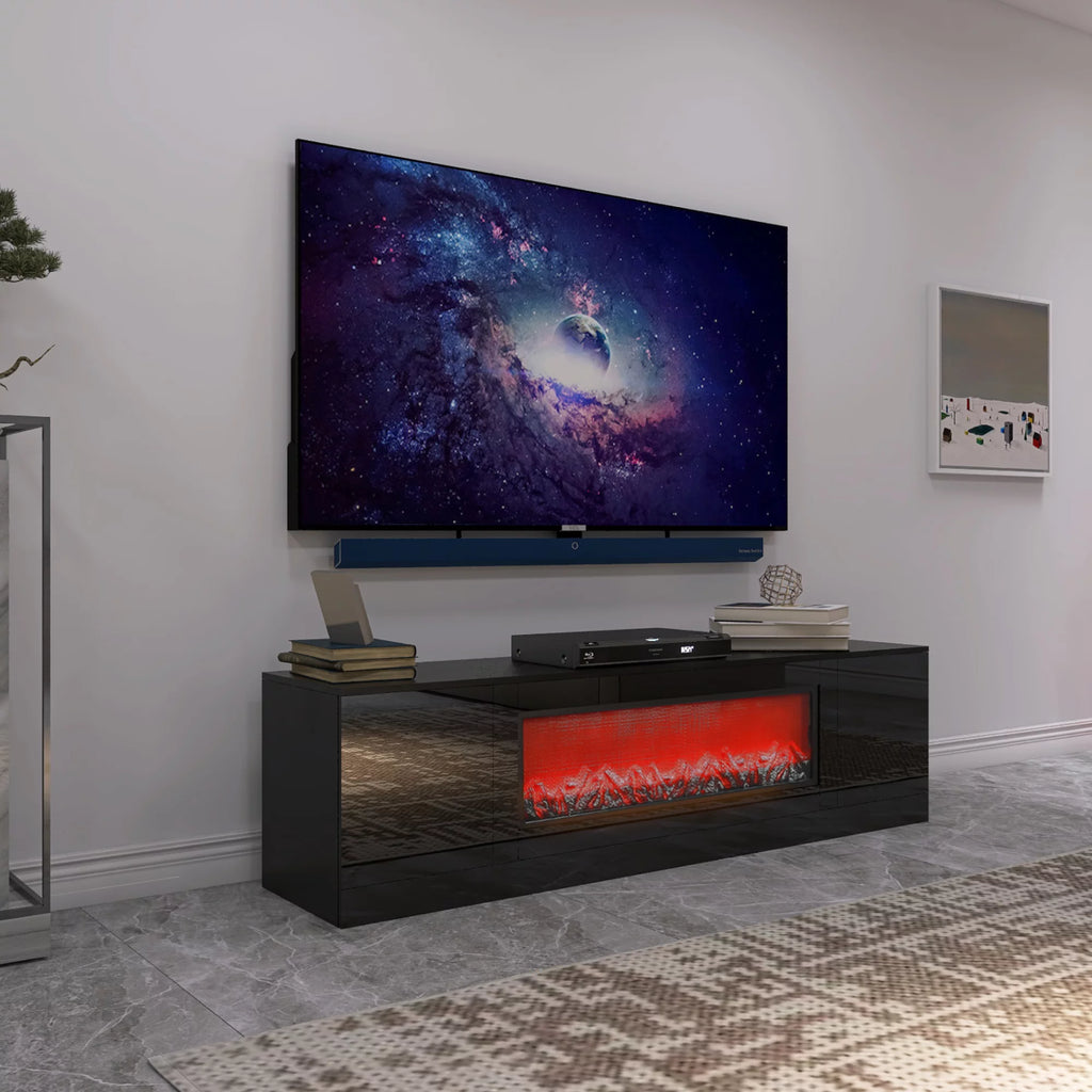 Black Electric Fireplace TV Stand G503224