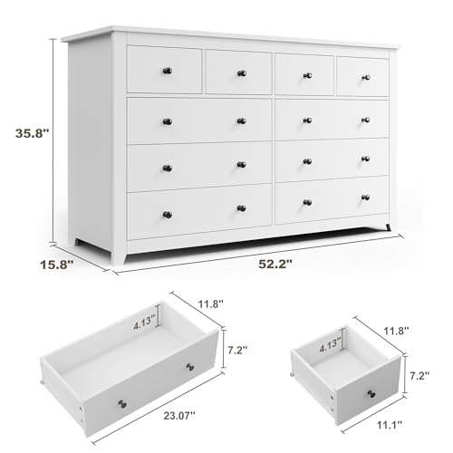 White 10 Drawer Wooden Dresser K62821
