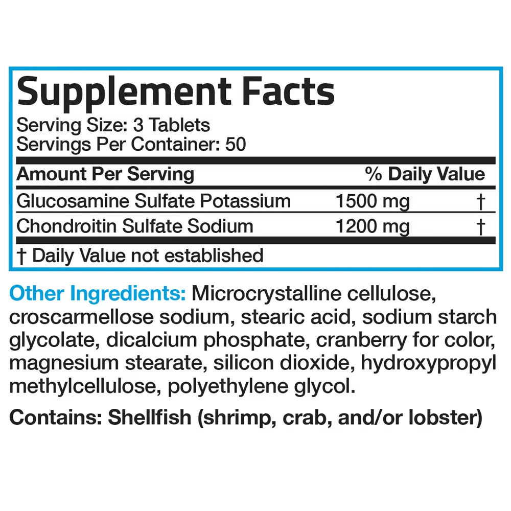 150 Tablets Glucosamine 1500 mg and Chondroitin 1200 mg P54021
