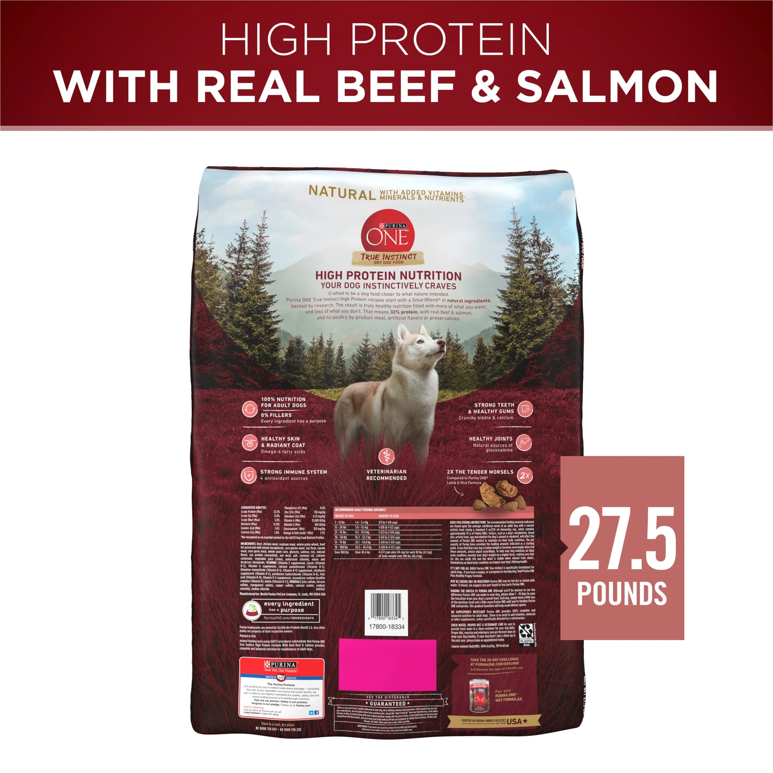 Natural High Protein Dog Food with Real Beef and Salmon and Bone Broth P112