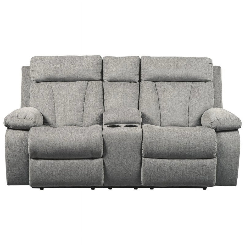 Contemporary Reclining Loveseat with Console in Fog N295148