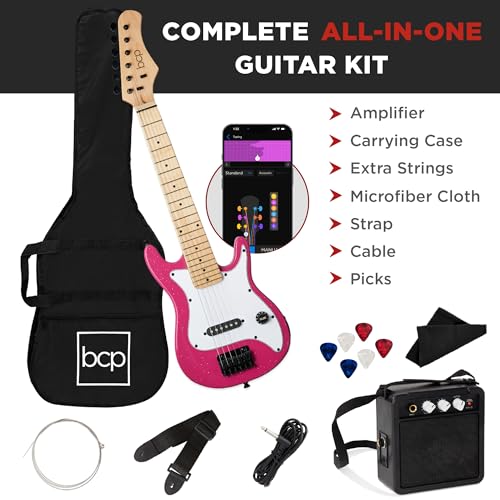 30in Kids Electric Guitar Starter Kit with 5W Amplifier, Strap, Gig Bag, Strings, Picks - Metallic Blue S30950