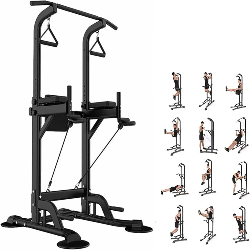 Adjustable Height Pull Up Bar Dip Station Strength Training Equipment 330LBS K592