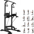 Adjustable Height Pull Up Bar Dip Station Strength Training Equipment 330LBS K592