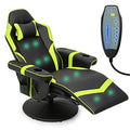 Green PU Leather Massage Gaming Recliner Chair with Adjustable Backrest F830395