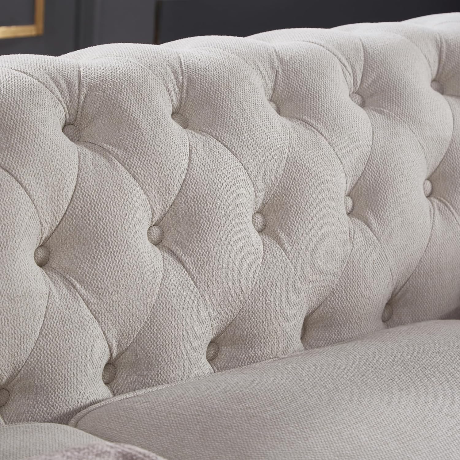 Beige Linen Chesterfield Sofa O903