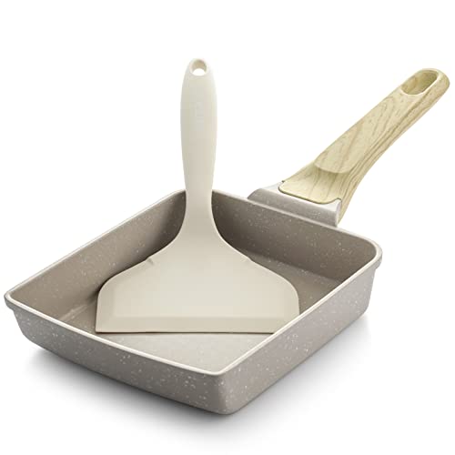 Nonstick Granite Omelette Pan with Spatula, 6" x 7" (Grey) T142142