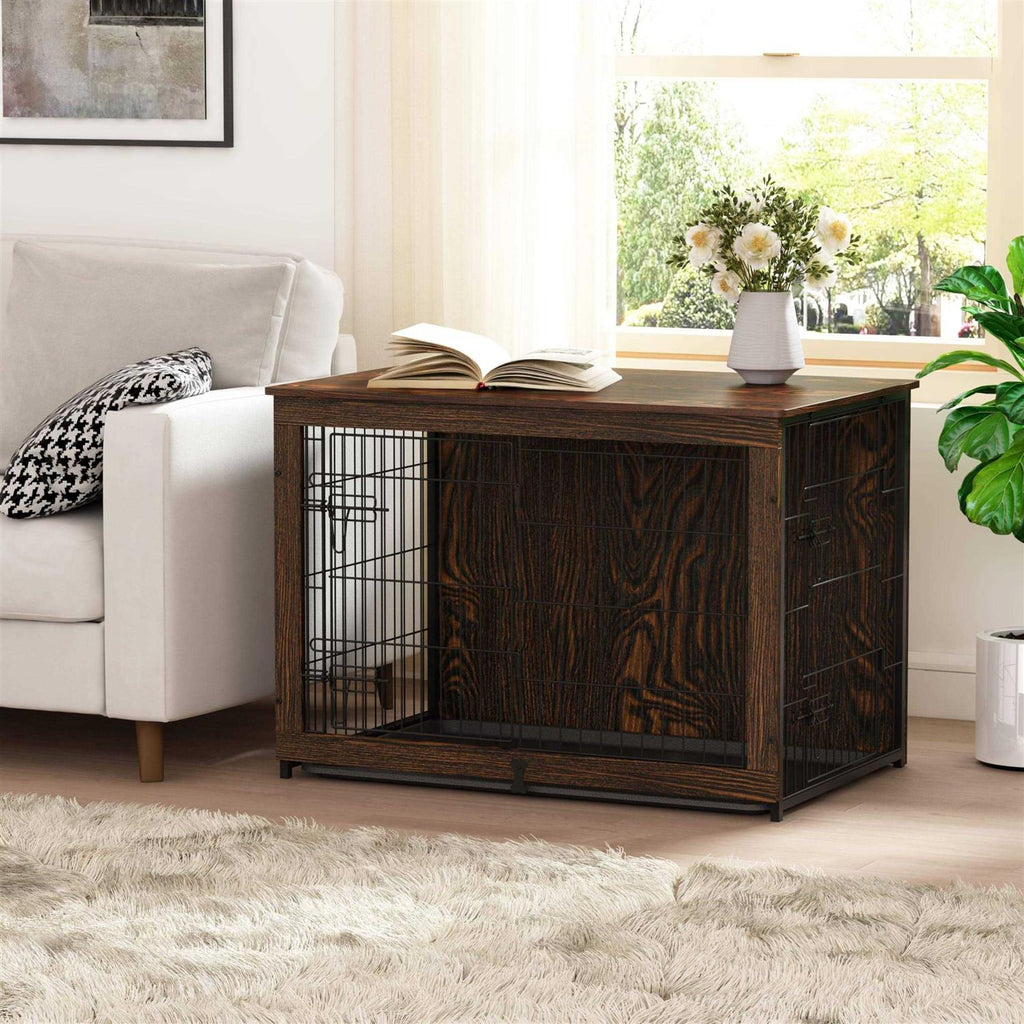 Wooden Dog Crate Furniture with Cushion and Tray C4961