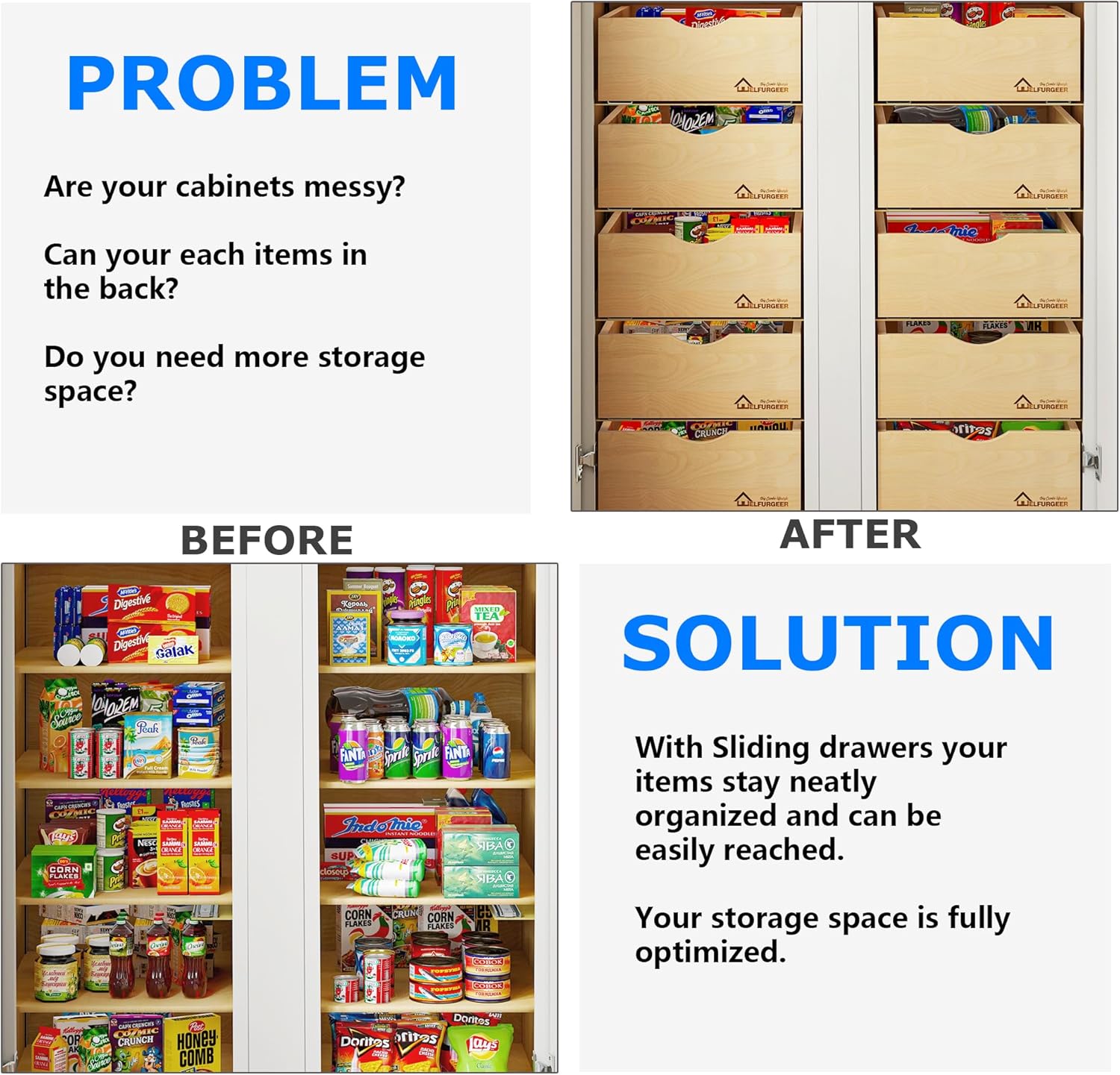 Pull Out Cabinet Organizer (32''W x 21''D) S244