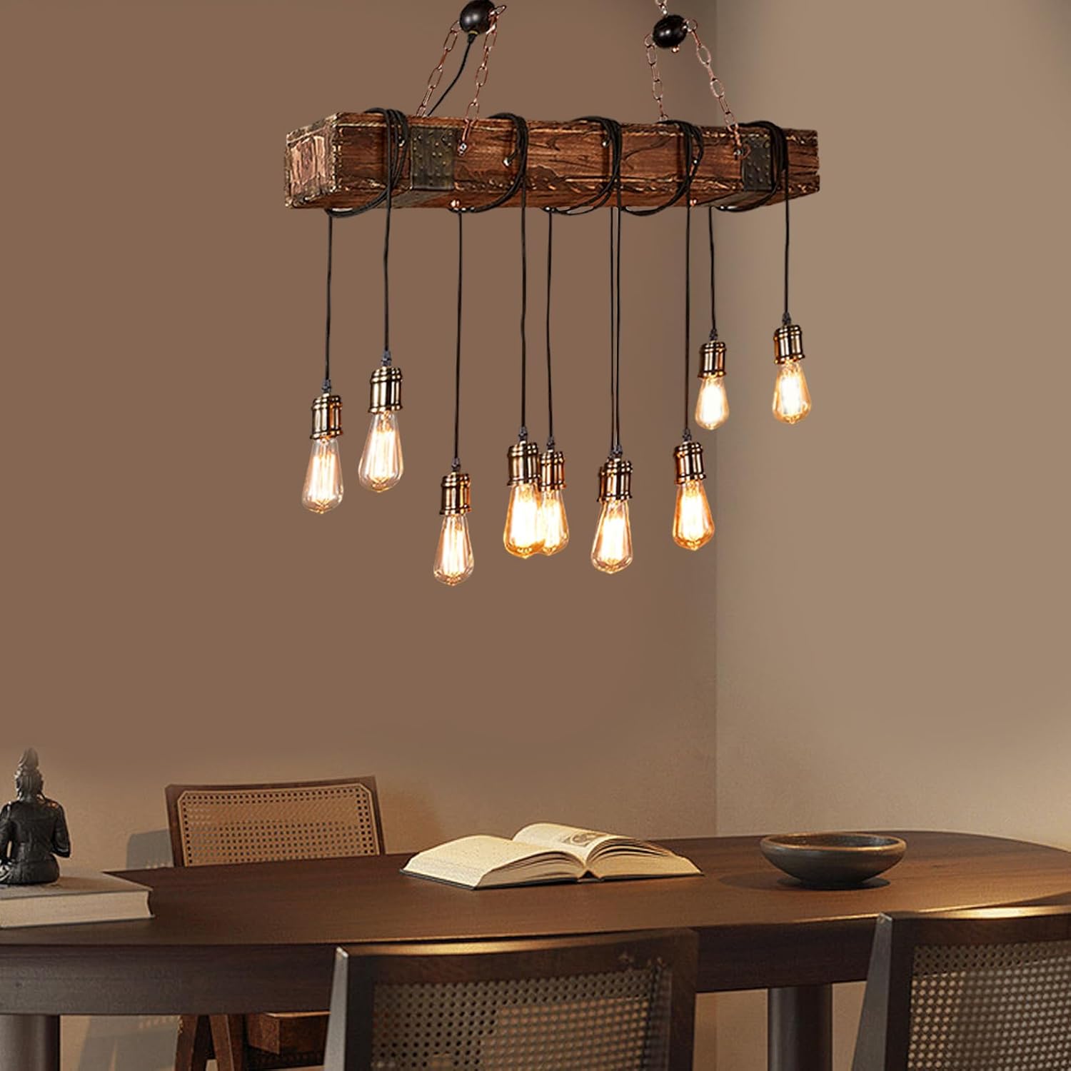 Rustic Industrial 10 Light 46in Chandelier J932366