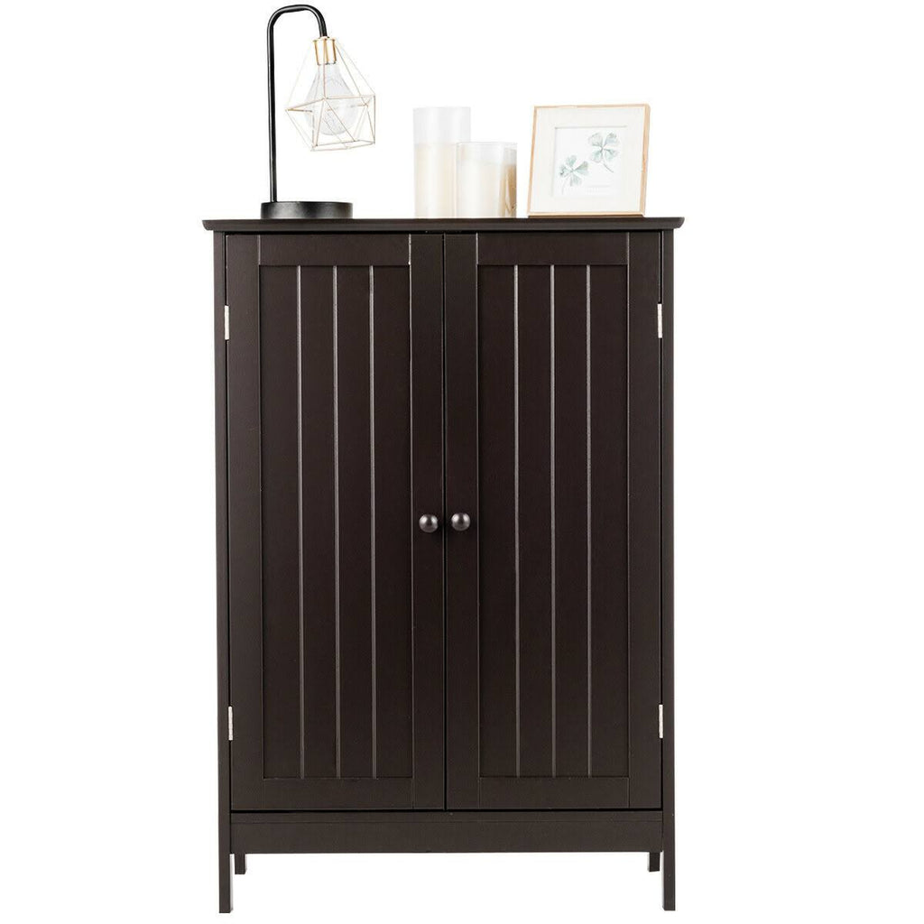 Brown Double Door Bathroom Floor Storage Cabinet F64470