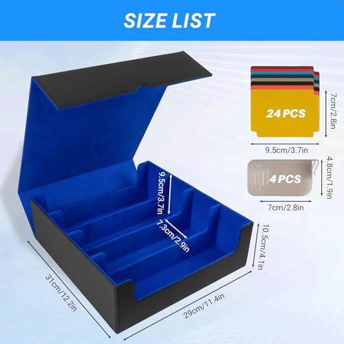 Black & Grey 4 Rows PU Leather Trading Card Case with 24 Dividers & 4 Supporters E301458