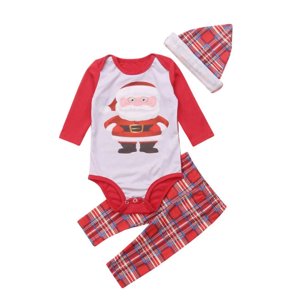 Christmas Family Matching Pajamas Set Santa Claus Plaid Sleepwear R72711