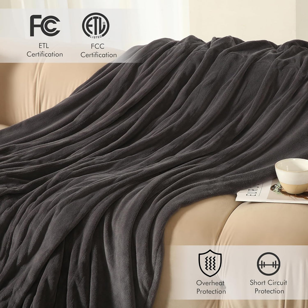Full Size Electric Blanket 72"x84" Dark Gray K73609