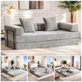 Dark Gray Chenille Convertible Floor Sofa Bed with Pillow Back & Armrest A96842