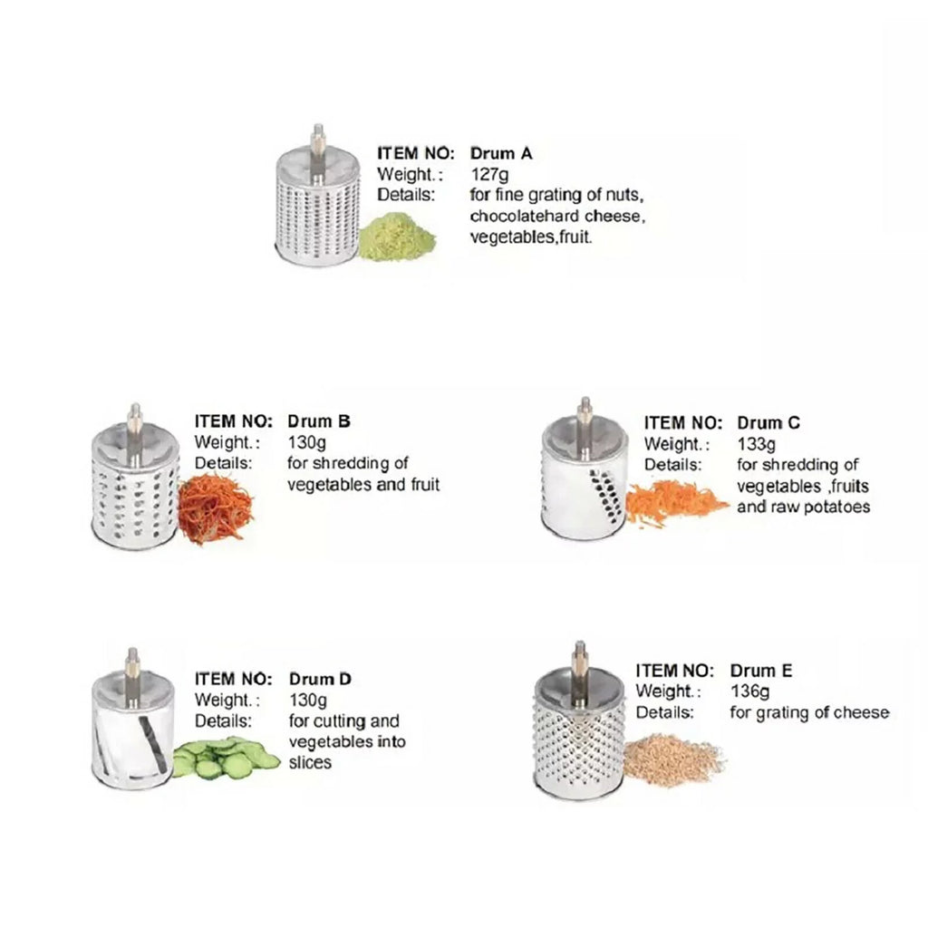 Stainless Steel Rotary Drum Grater with 5 Drums N547748