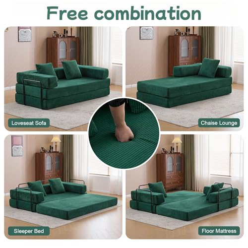 Dark Gray Chenille Convertible Floor Sofa Bed with Pillow Back & Armrest A96842