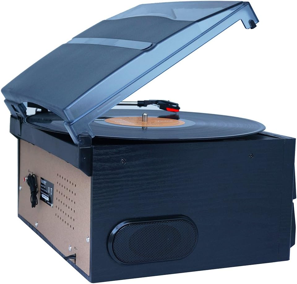Bluetooth Dual CD Player Turntable Record Player with AM/FM Radio, Cassette Player, USB, AUX U85549