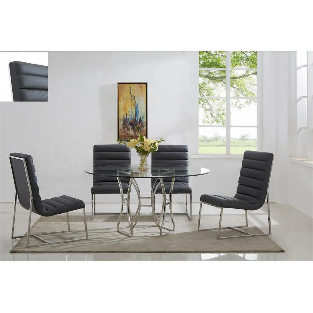 54" Stainless Steel Glass Round Dining Table T341697