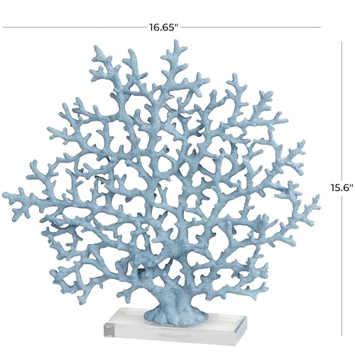 Aluminum Metal Coral Decorative Sculpture 19" x 3" x 21" Silver E657