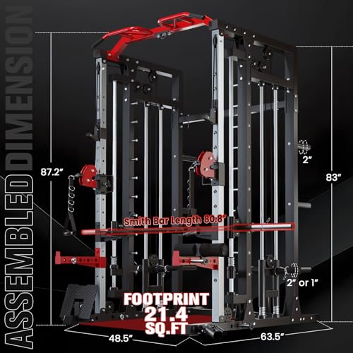 Smith Machine Squat Rack with LAT-Pull Down System & Cable Crossover Machine O907590