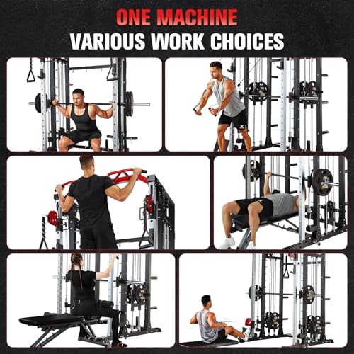 Smith Machine Squat Rack with LAT-Pull Down System & Cable Crossover Machine O907590