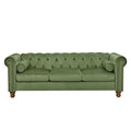Green Velvet 3 Seater Sofa with 2 Pillows Y65780