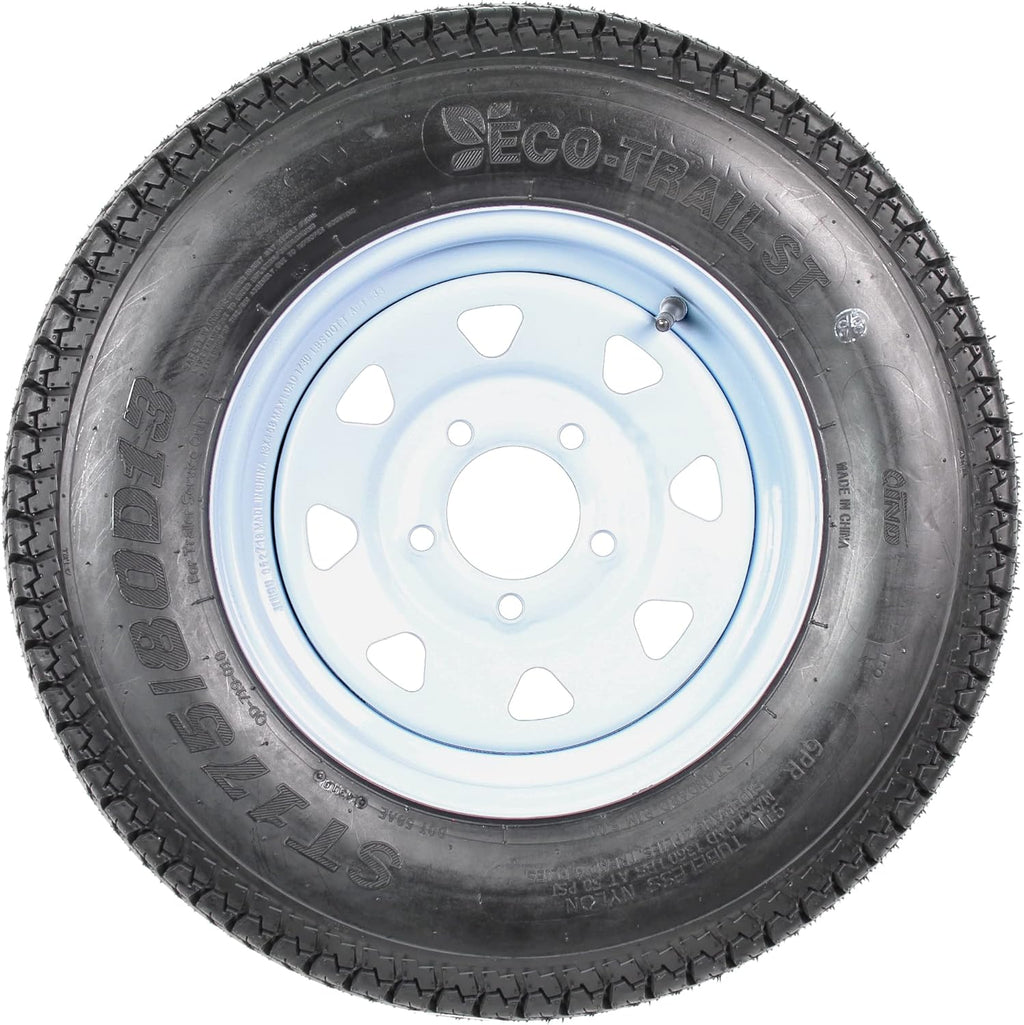 2-Pk Trailer Tire On Rim ST175/80D13 175/80 13 in. LRC 5 Hole White Spoke Wheel R985