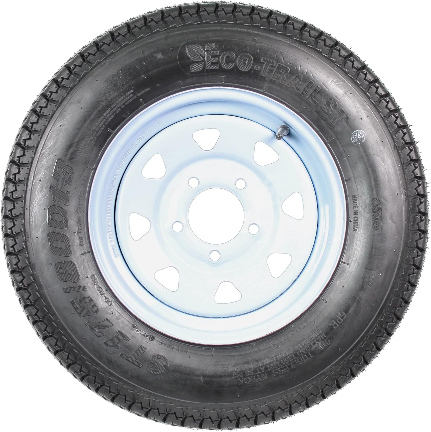 2-Pk Trailer Tire On Rim ST175/80D13 175/80 13 in. LRC 5 Hole White Spoke Wheel R985
