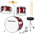 3-Piece 14'' Junior Drum Set with Bass Tom Snare Drum, Cymbal, Pedal, Drumsticks (Pink) F317