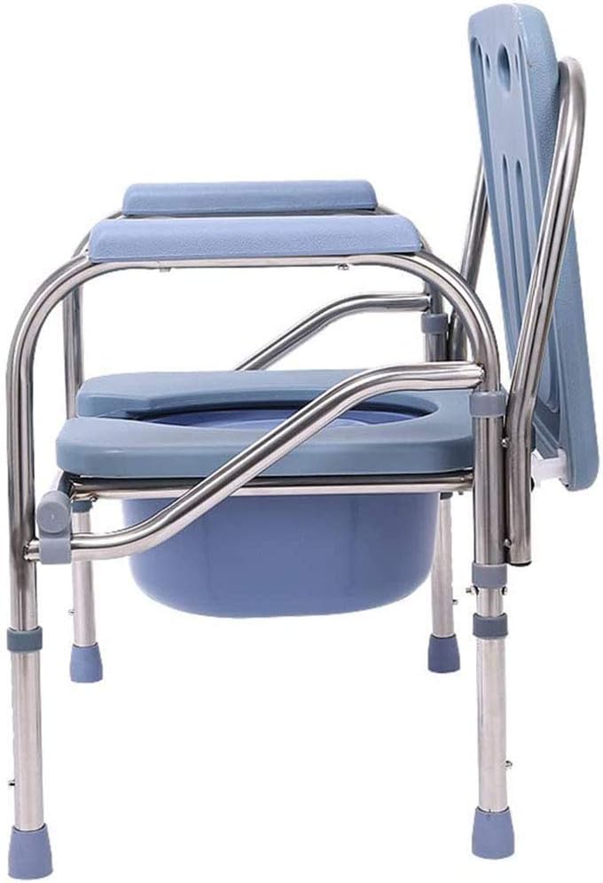 Portable Bedside Commode Chair, Non Slip Mobile Toilet, Adjustable Height Extra Wide with Bucket Splash Guard X10864