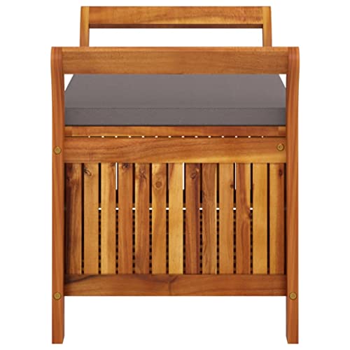 35.8" Solid Wood Acacia Outdoor Storage Bench with Seat Cushion J850