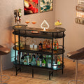 Black 4 Tier Bar Cabinet with Storage Shelves A1289
