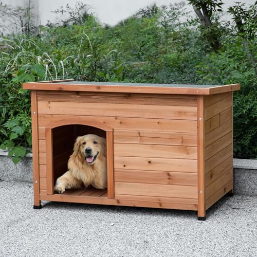 Outdoor Wooden Dog House with Wooden Floor (34" W x 25" D x 23" H) N68871