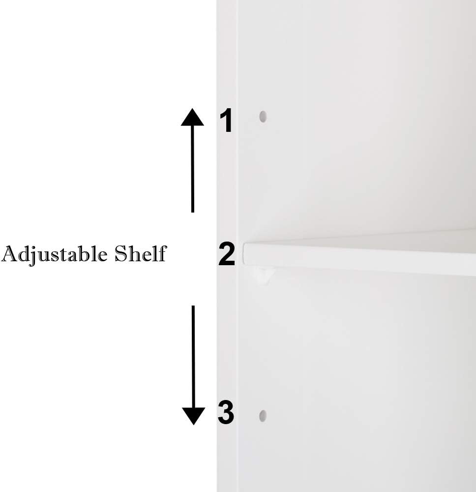 White Wall Mounted Wooden Medicine Cabinet with Single Mirror Door & Adjustable Shelves Y62051
