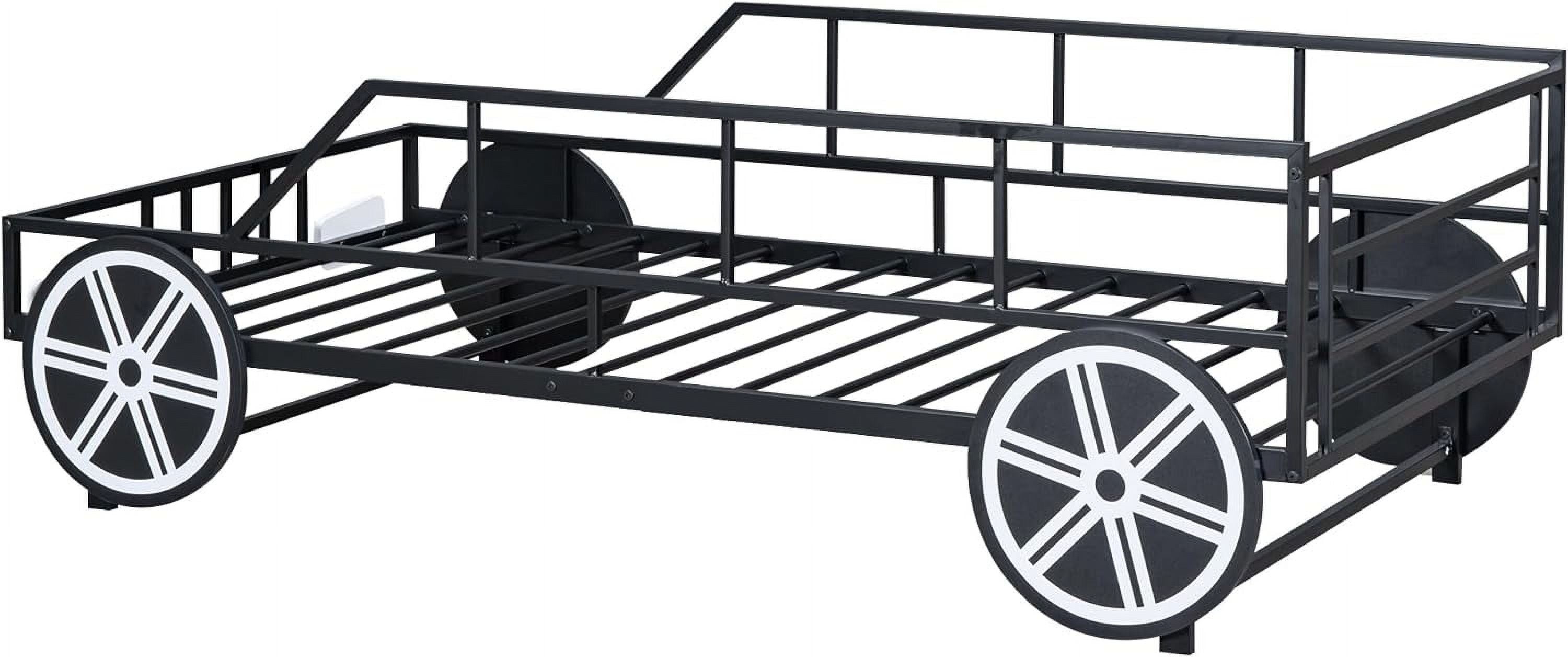 Black Race Car Bed with Rails and Wheels H161366