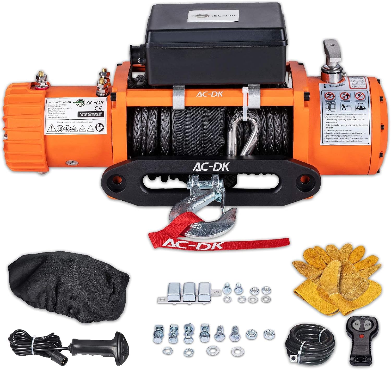 9500 lb. Electric Winch Synthetic Rope Kit 12V Waterproof IP67 with Wireless Remote G986