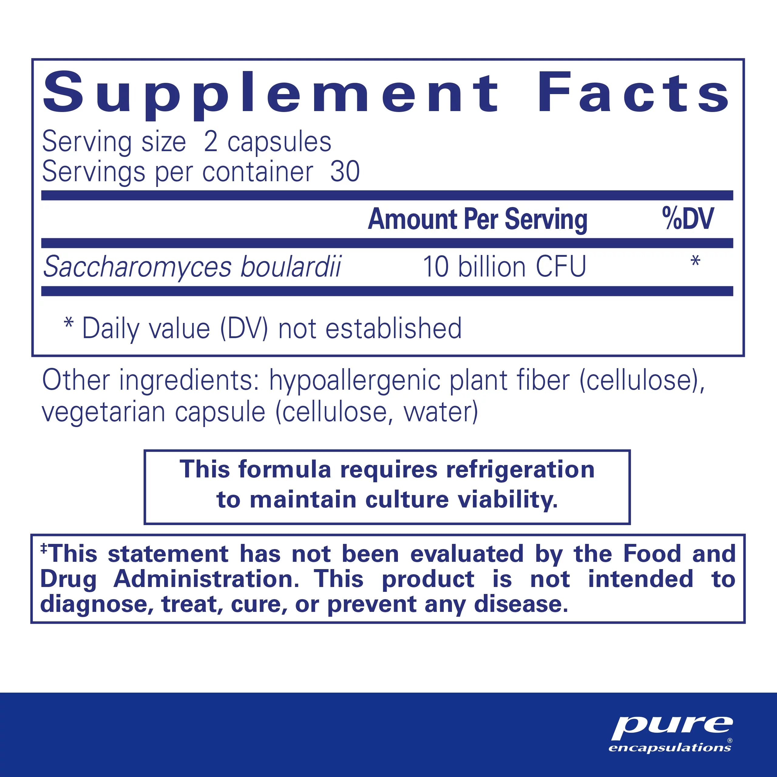 60 Capsules Saccharomyces Boulardii Probiotic W301