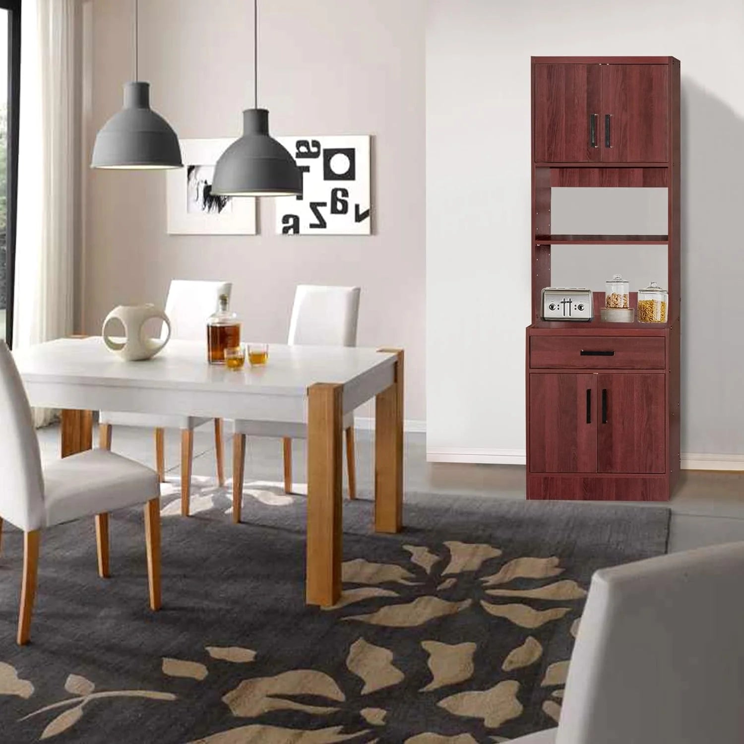 Tall Wooden Kitchen Pantry In Mahogany I3805