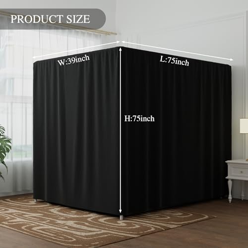 Black Queen Lightproof Bed Canopy Curtains O77539