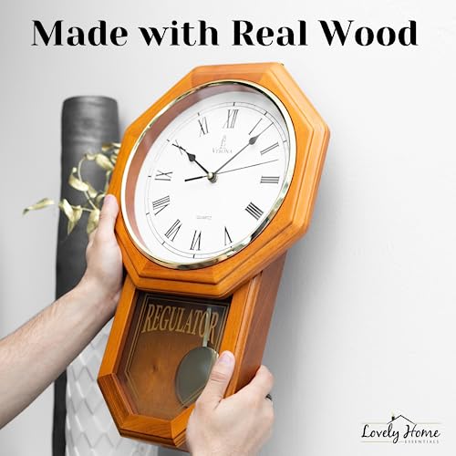 Wooden Pendulum Wall Clock Battery Operated R784
