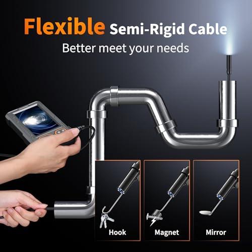 4.3" 1920P HD IP67 Waterproof 16.4ft Semi-Rigid Endoscope Camera with 8 LED Lights K380709