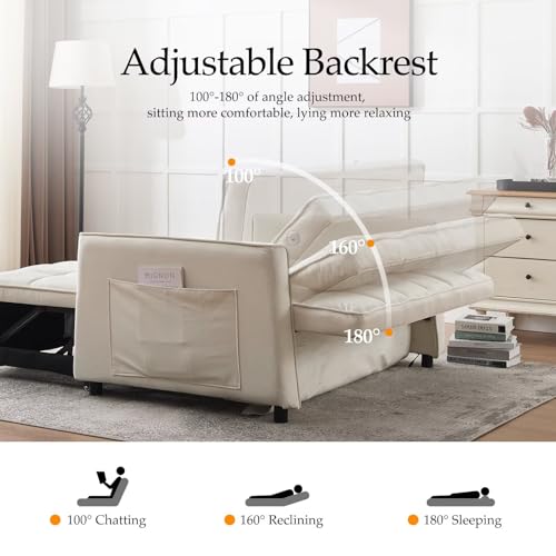 Light Grey Velvet Convertible Sleeper Sofa Couch Bed with USB T667