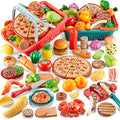 80PC Pretend Food with 2 Kids Picnic Basket, Plastic Food Cutting Toys F5904
