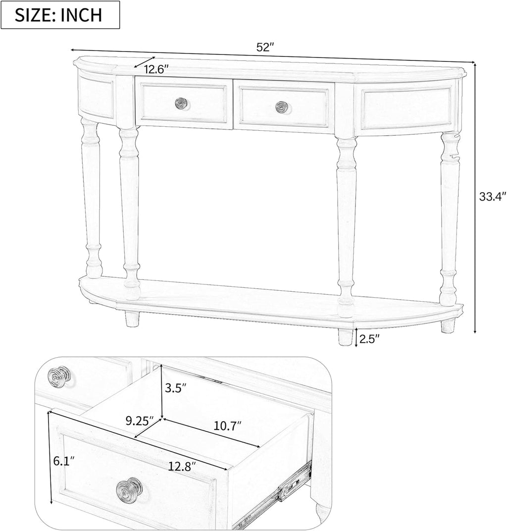 White Solid Wood Storage Cabinet with 2 Drawers and Open Shelf I683378