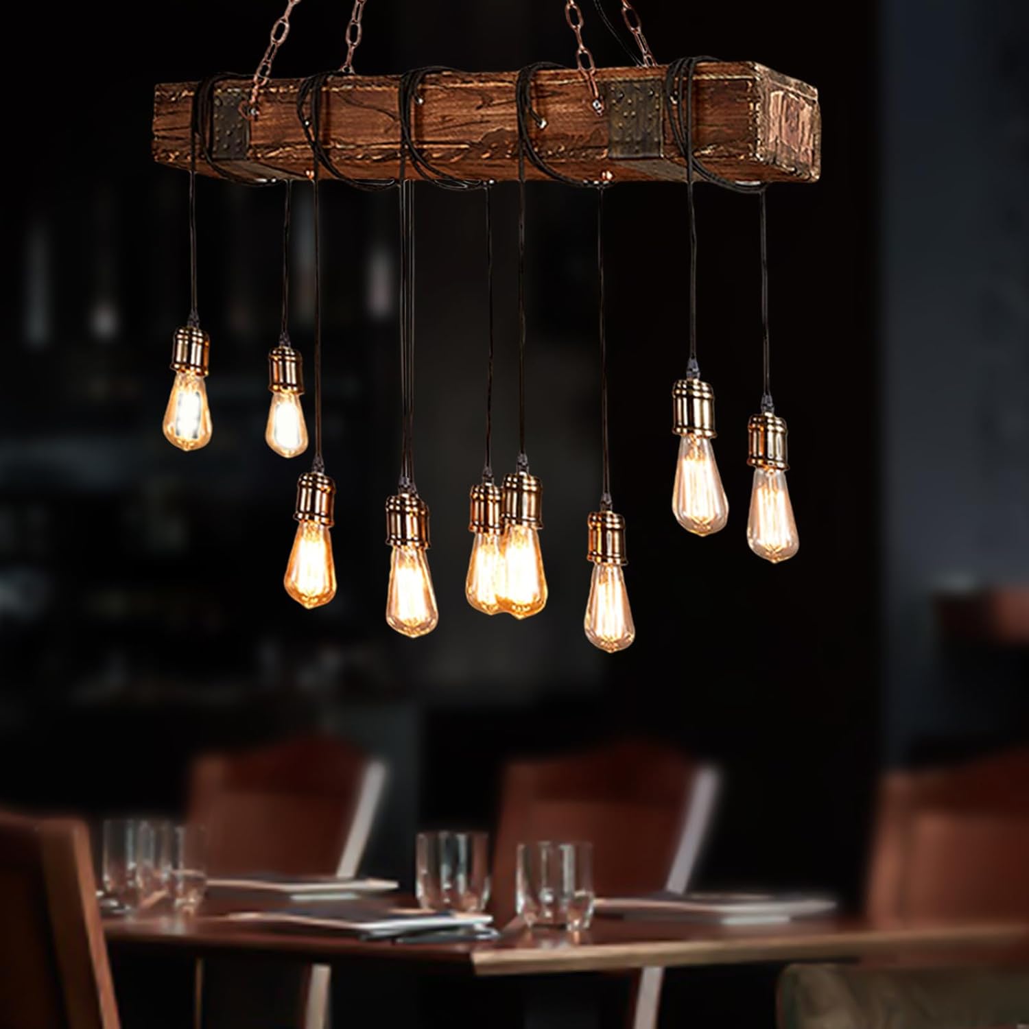 Rustic Industrial 10 Light 46in Chandelier J932366