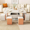 White Lift Top Coffee Table with 4 Stools K726681