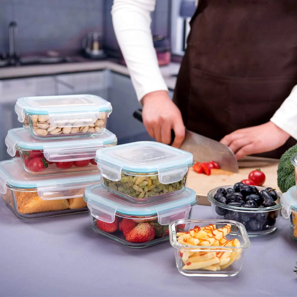 9 Pc Glass Food Storage Containers with Lids N2271