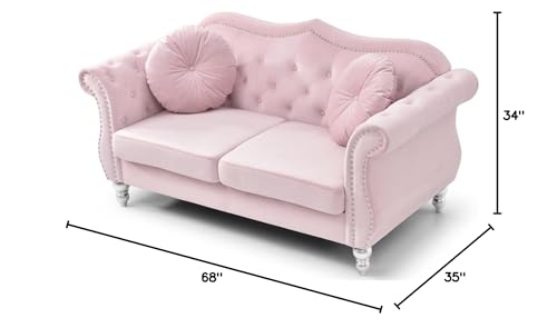 Pink Velvet Loveseat W73244