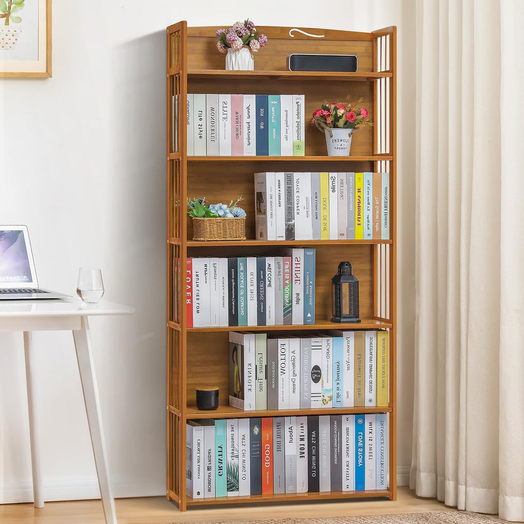 6-Tier Bamboo Tall Narrow Bookshelf A808